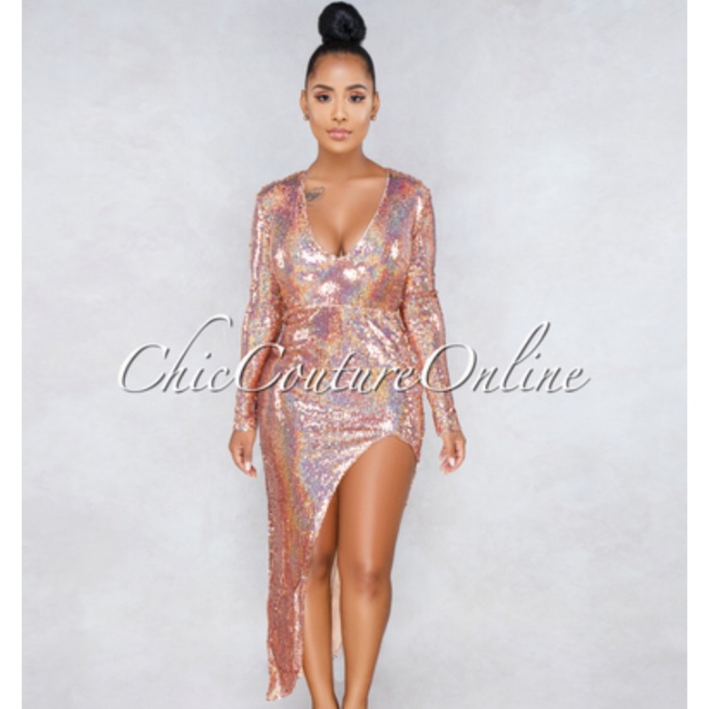 Asymmetrical Rose Gold dress